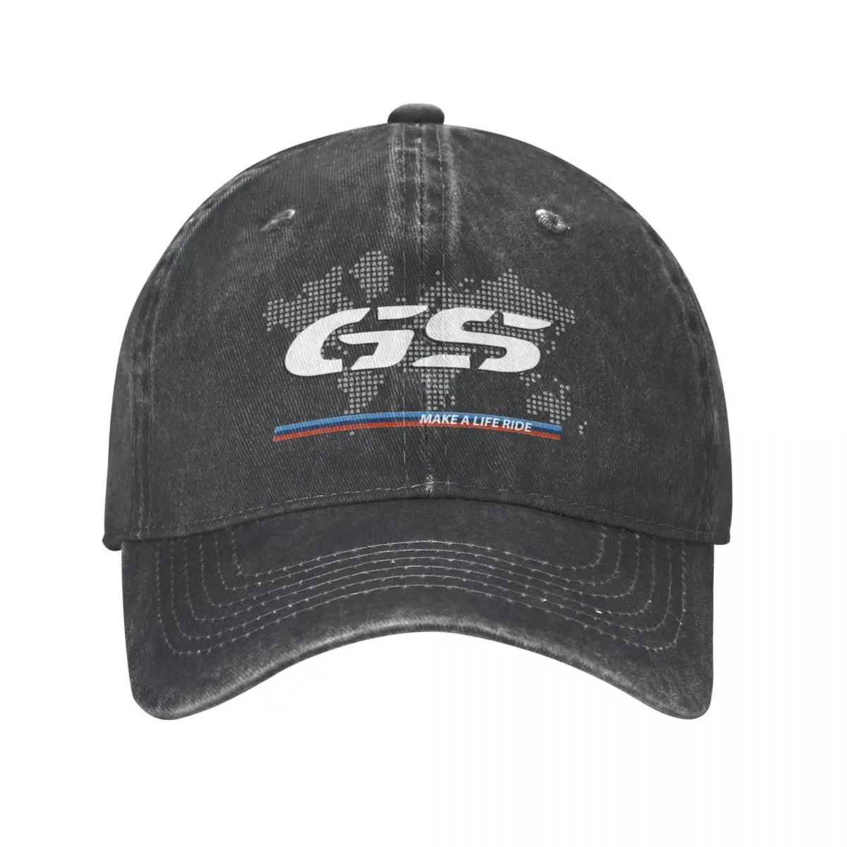 

GS World Map Unisex Style Baseball Cap Motocross Race Distressed Denim Washed Caps Hat Outdoor All Seasons Travel Snapback Cap