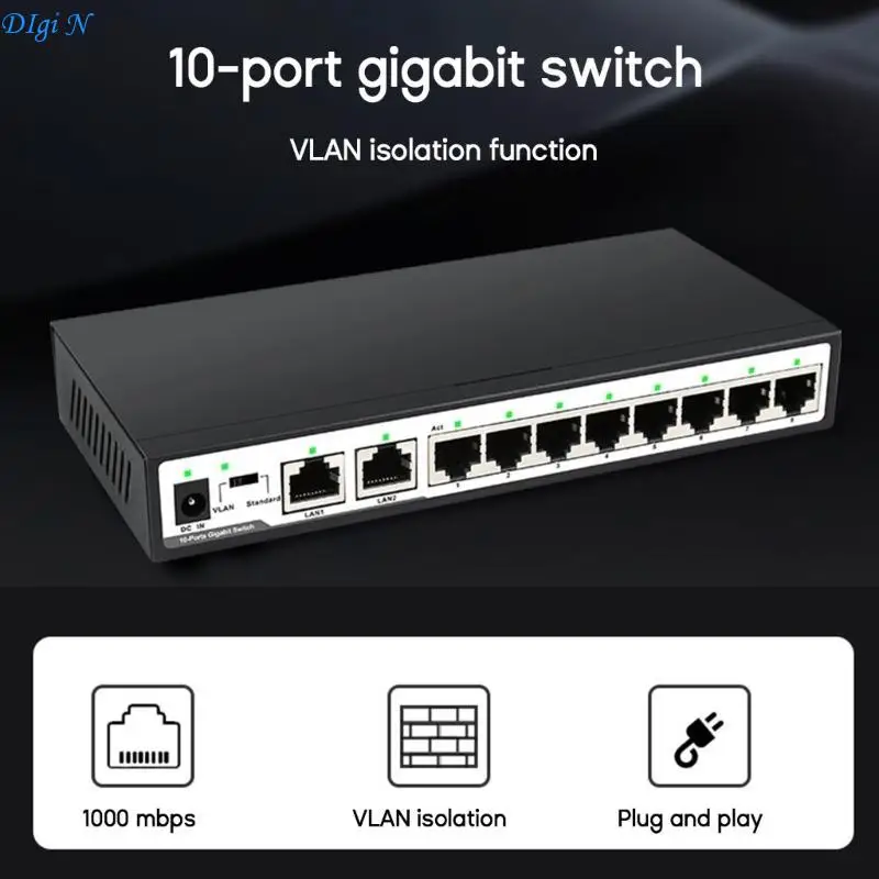10포트 스위치 8포트+2 업링크 120W 내장 전원 10/100/1000M VLAN 분리 전이중/반이중 R2LB