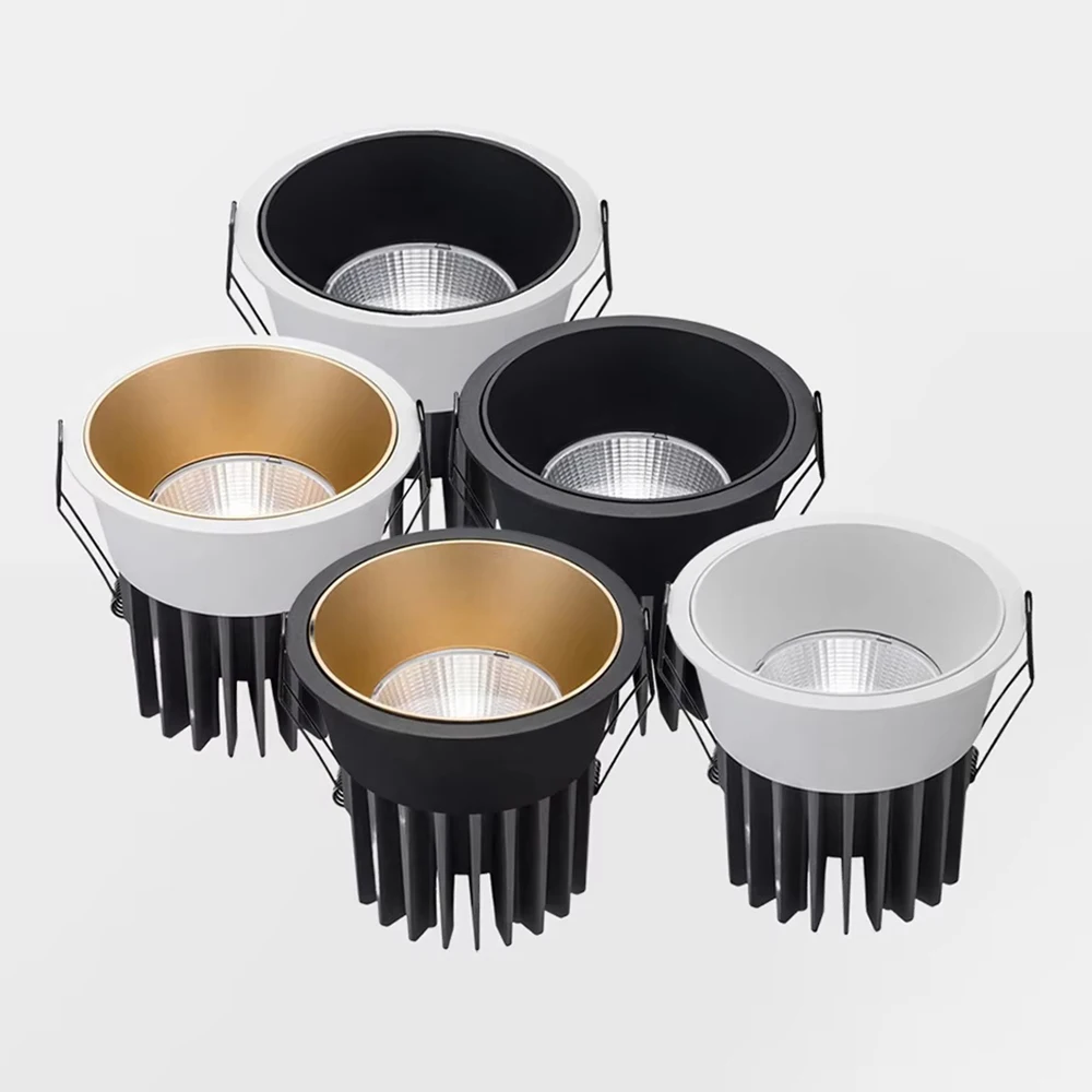 디밍 가능한 눈부심 방지 COB LED 다운라이트 매립형 LED 천장 스포트라이트 5W 7W 10W 12W 15W 18W 20W 24W AC85265V 가정 사무실 상점용