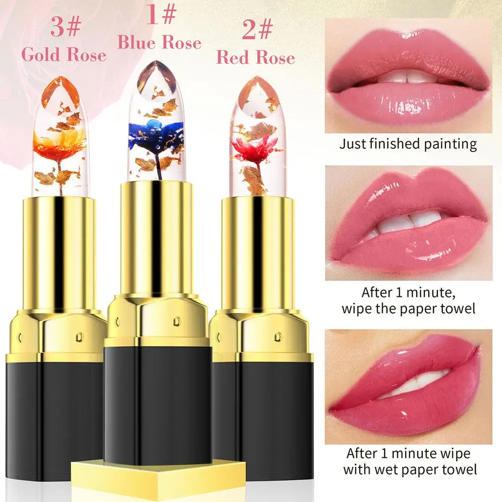 

Flower Color Changing Lipstick Moisturizing Nutritious Lasting Color Waterproof Translucent Cosmetics Crystal Lip Gloss X5Q7