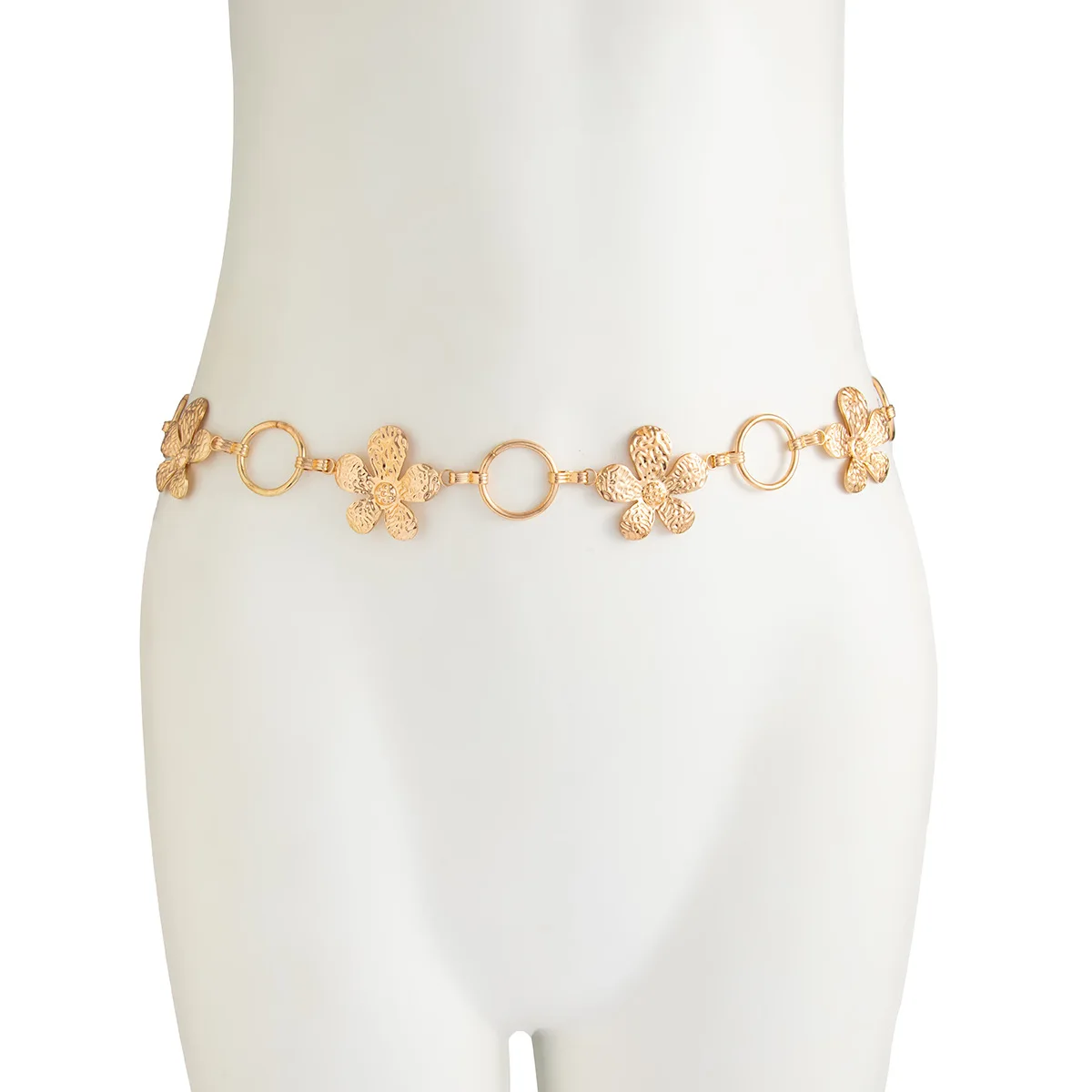Luxuriöse Blumenapplikation, Körperkette, schwüle Allure, Multi-Link-Metall-Taillenschmuck, handwerklich gefertigte Damen-Akzent-Couture-Abend-Glam – Detail 14