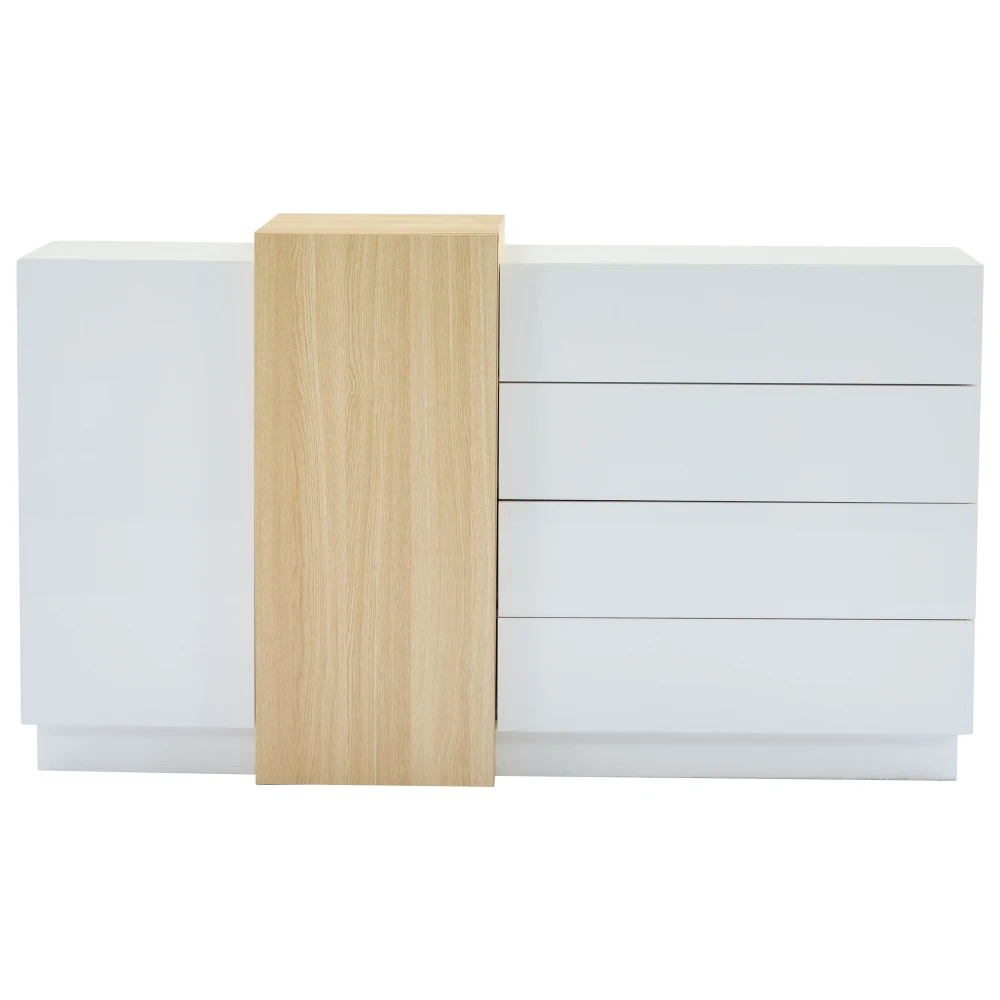 Weißes Hochglanz-Sideboard Modernes Minimalistisches Design Multifunktionaler Esszimmerschrank mit Stauraum Robuster Aufbewahrungsschrank – Detail 14