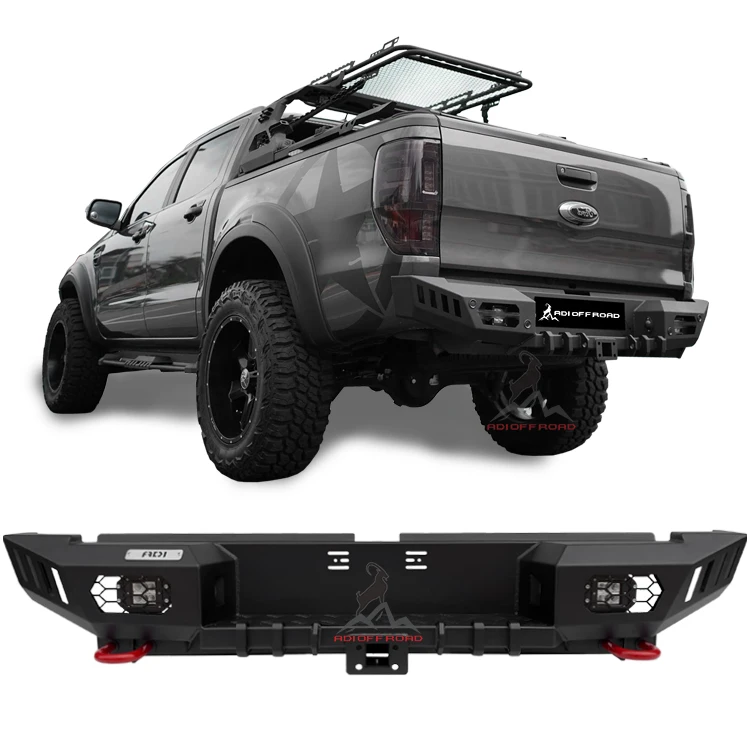 

New B18 model 4x4 pickup ute Steel rear bumper bumper cover accessories with LED light shackle tow hitch for HILUX VIGO REVO