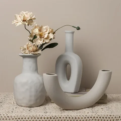 

Ceramic Vase Nordic Vegetarian Flower Pot Home Decoration Accessories Office Living Room Interior Decor Dried Flower Art Vases