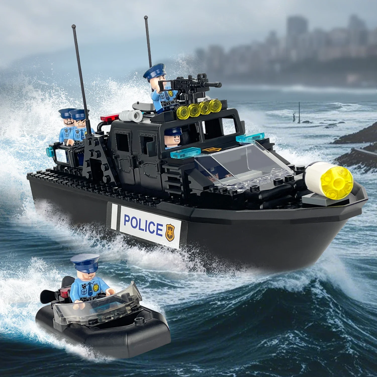 Building Blocks Toys Coast Guard Tomahawk Ship Building Area Set City Police Patrol Ship Particle Brick Toys for Boys Children - 2