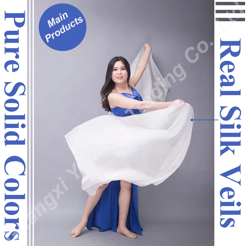 

Women Solid Belly Dance Silk Veils Hand Dyed Gradient Pure Color Scarf Shawl Veil for Kids