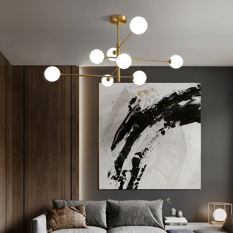 Modern glass ball LED ceiling chandelier black gold for bedroom living dining room table pendant lamp led chandelier,ceiling chandelier,led pendant light