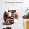 1Pcs Glass Storage Jar Food Storage Container with Airtight Wooden Lid Kitchen Canisters Home Storage Accessories 5