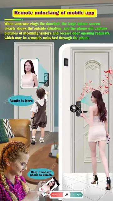 003 3D Face Recognition Camera With Handle and Keyless Fingerprint Smart Lock 5