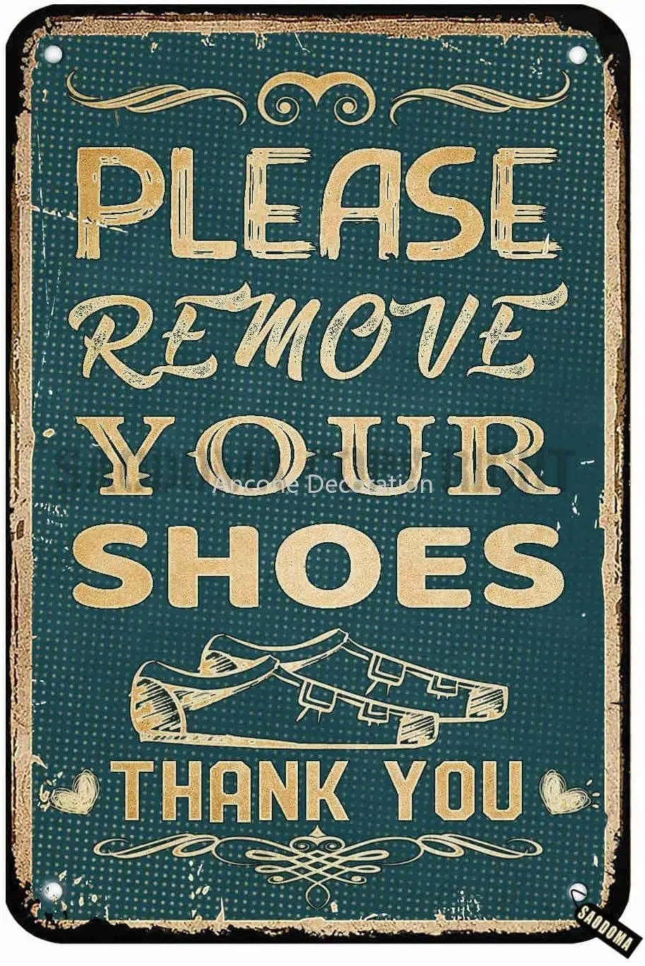 

Royal Vintage Metal Sign Please Remove Your Shoes Thank You - Vintage Style Remove Your Shoes Sign Porch Sign Metal Tin Sign