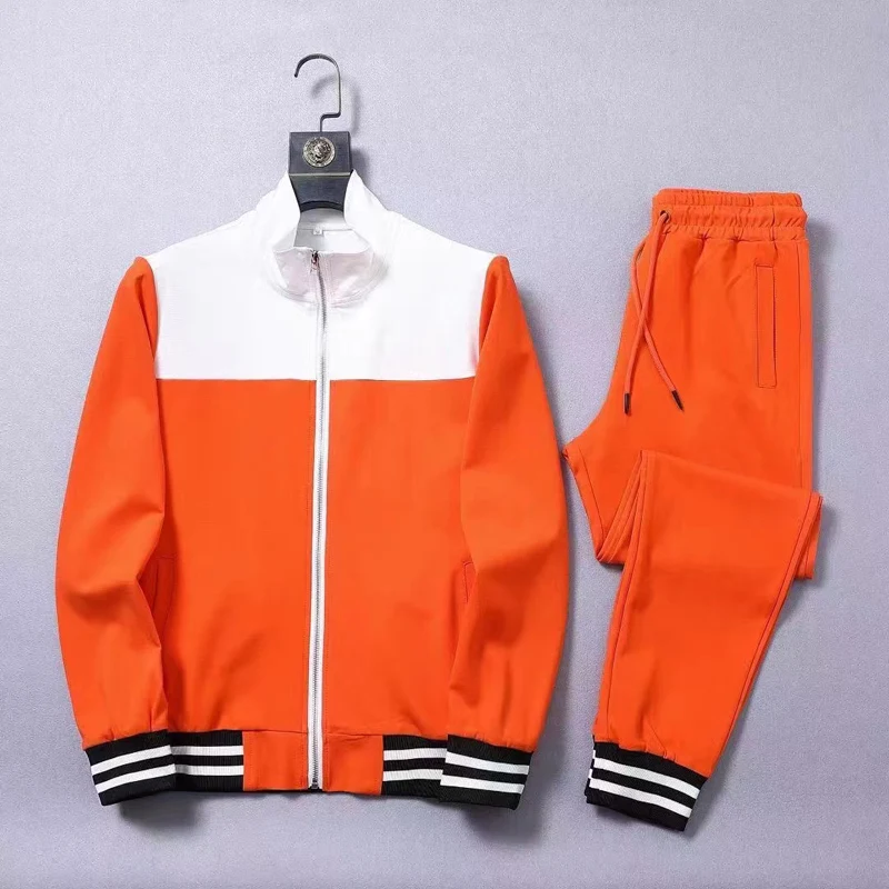 

2021 European and American autumn and winter new men's casual sports suit men's long-sleeved trousers two-piece set