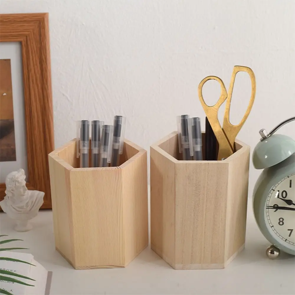 Pen Holder Desktop Storage Wooden Pen Holder Box Multifunctional Organizer