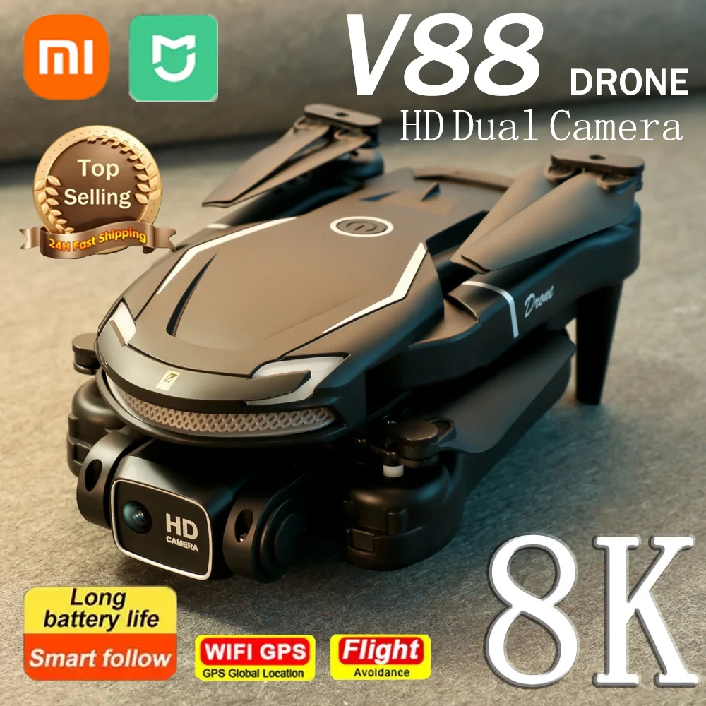 Iconic Brand V88 Drone 8K HD Professional GPS Aerial Photography 5G Remote Control Aircraft Obstacle Avoidance Dual Camera Quadcopter