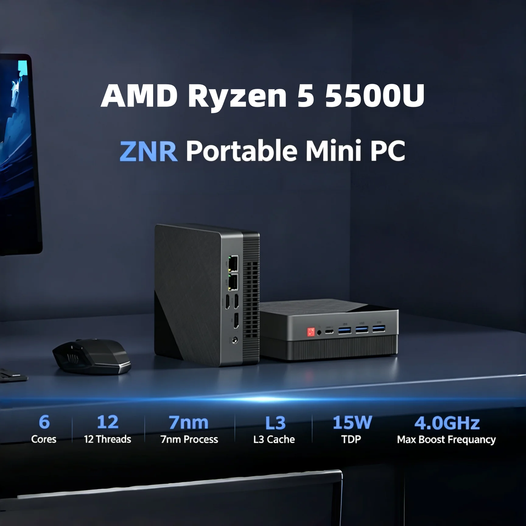 TexHoo AMD Ryzen 5 5500U Mini PC Dual Gigabit LAN Firewall Router Mini Desktop Computer M.2 2280 NVMe DDR4 DP HDMI*2 Win11 WIFI6