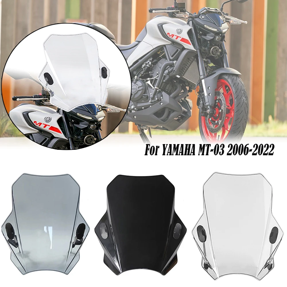 For YAMAHA MT-03 MT03 MT 03 2006 - 2020 2022 Universal Motorcycle Windshield Glass Cover Screen Deflector Motorcycle Accessories 7 inch 60p universal screen car navigation lcd screen 31400601245 display size 165 100mm