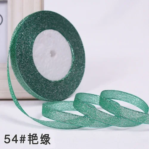 1cm 25Yards Glitter Satin Ribbon for Gift Packaging and Decorations