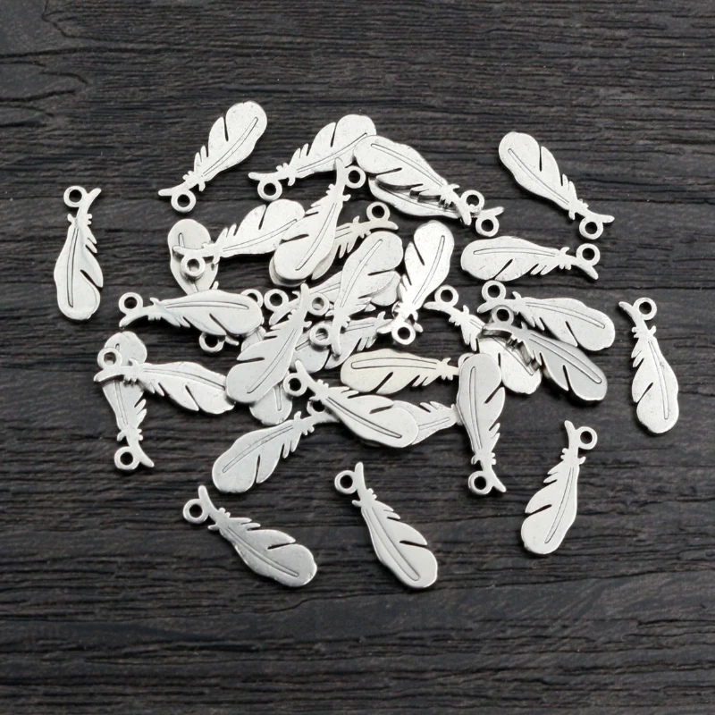30pcs 12x4mm Keine Verblassen Charms 316 Edelstahl Feder Feder Kleine Nette Halskette Anhänger Charms DIY schmuck, Die Entdeckungen