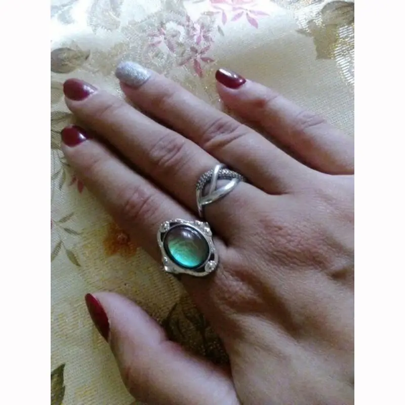 Retro Magic Mood Ring Gem Heart Feeling Color Change Ring Adjustable Temperature 1 pc