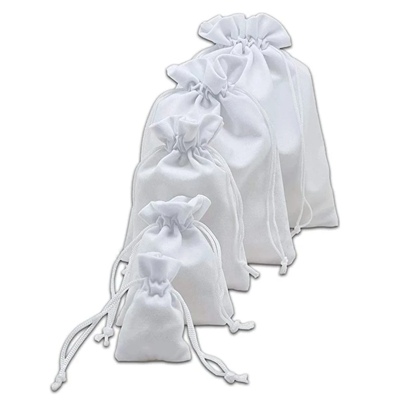 SheepSew 48-Pack Small Heavyweight Velvet Bags with Cord Drawstring (2x2-3/4, White, Black) for Rings Velvet Jewelry Pouches