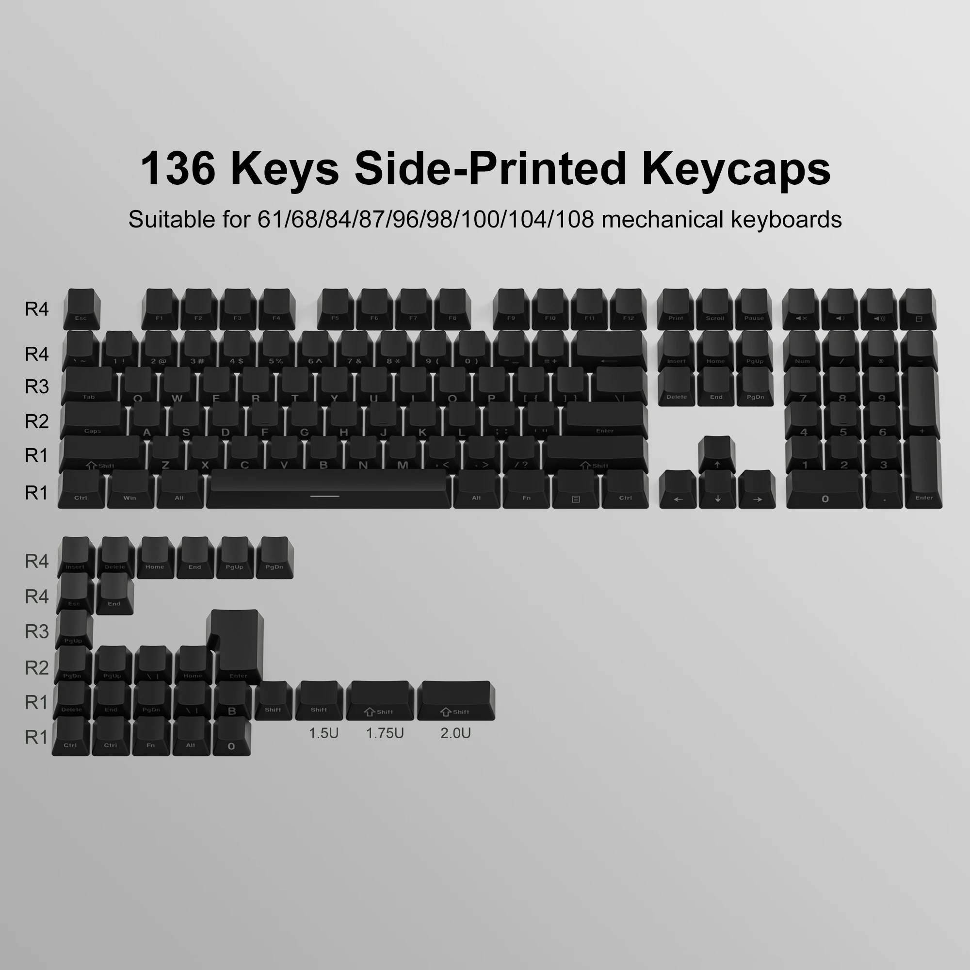  XVX - Teclas de impresión lateral, juego de teclas  personalizadas de doble disparo PBT, 136 teclas verdes de algas degradadas,  teclas de teclado de perfil OEM para teclado Cherry Gateron MX