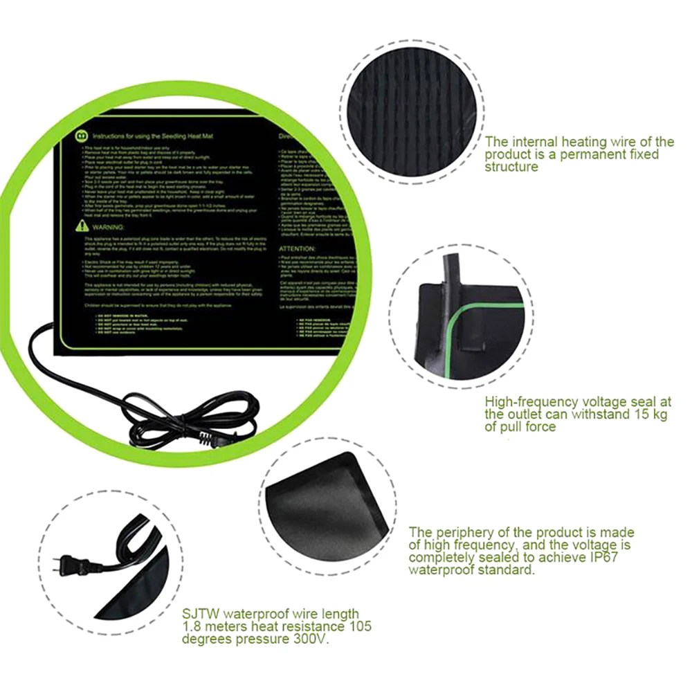 Seedling Heating Mat for Indoor Home, Nursery Heating Mat, Seed Starter, Plant Heating, Garden Supplies, 110V, 220V