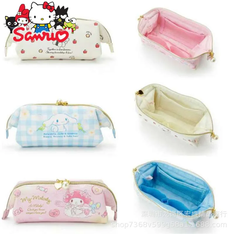 

Sanrio Melody Kuromi Hello Kitty Cinnamoroll Pochacco Pen Bag Student Stationery Storage Bag PU Leather Cosmetic Treasure Bag