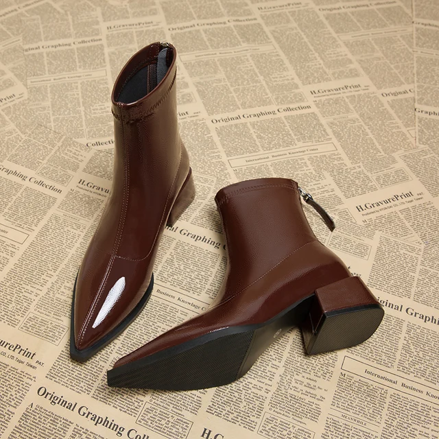 Spring Autumn Vintage Slimming Women Ankle Boots Ladies Concise Low Heel Short Botas Zapatos De Mujerr