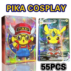 Anime Holographic Pokemon Cards Pikachu Cosplay DIY Luffy One Piece Goku Tanjirou Eva Frieza Characters English Shiny Card Gifts