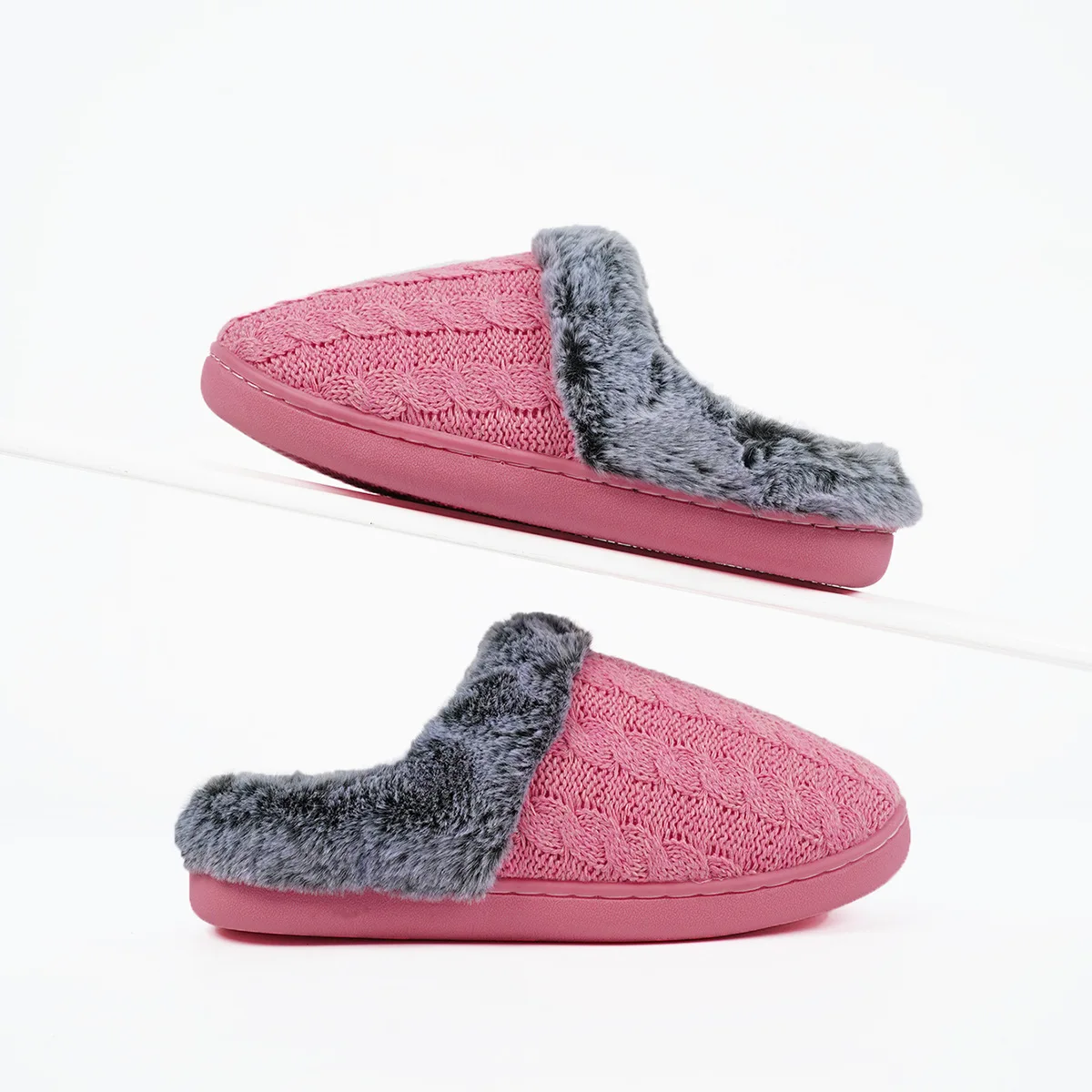Women's Men's Plush House Slippers Warm Fluffy Bedroom Slippers Memory Foam Home Slippers Non-Slip Indoor House Shoes 6