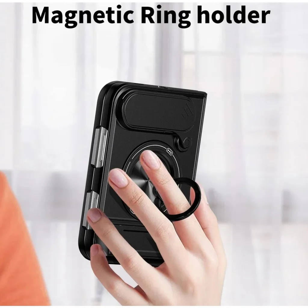 Magnetic Ring Holder Stand Phone Case with Dual-Layer Shockproof Protection & Lens Guard