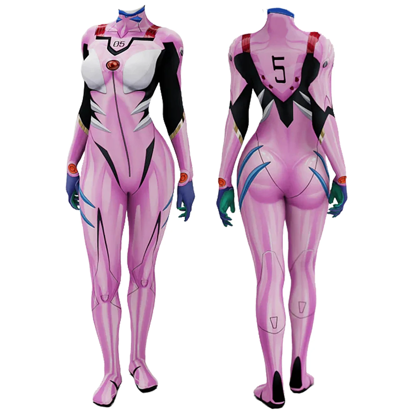 Neon Genesis Evangelion: Mari Makinami Illustrious | Unit-05 Pilot Suit Cosplay Costume 21 Spandex Zentai Bodysuit Cosplay Costume for Women