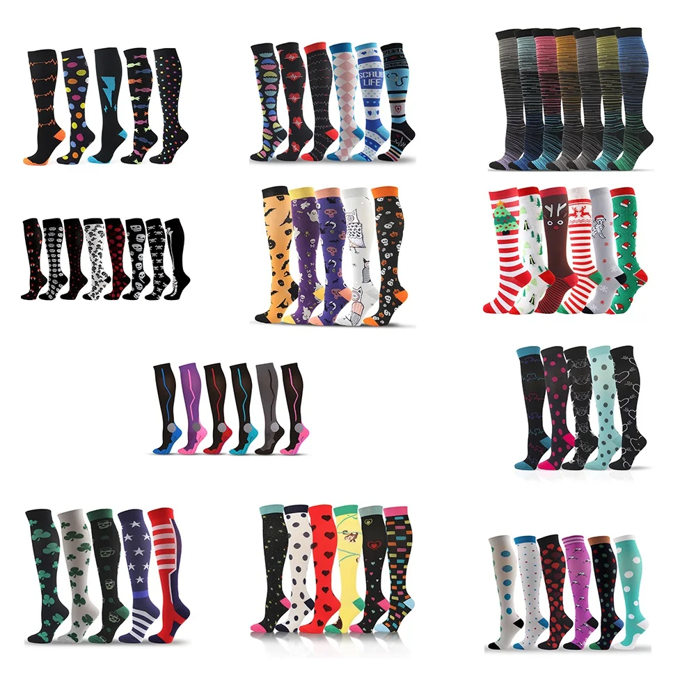 Compression Stockings Socks 3/5/6/7/8 pairs per set Unisex Sports Socks Lot Prevent Varicose Veins Nurse Socks Compression