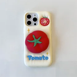 Whimsical Tomato 3D Silicone Kickstand Phone Case - Sweet Style Cover - iPhone 17 (Tomato)