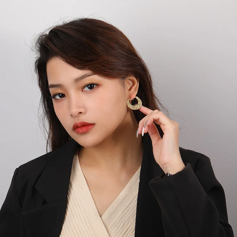 Irregular Texture Earring for Women 925 Sterling Silver Classic Ear Pendants