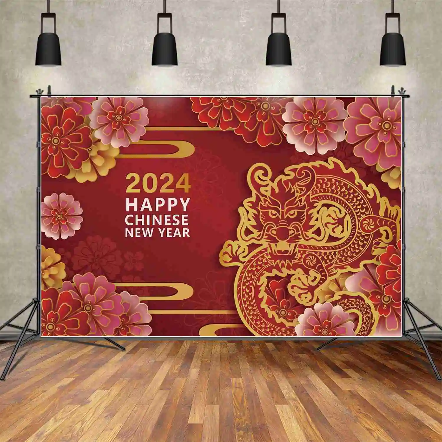 

Фотофон MOON.QG с надписью Happy Chinese, новый год 2024, праздник весны дракона, Красный баннер, изготовленный на заказ семейный фотографический фон