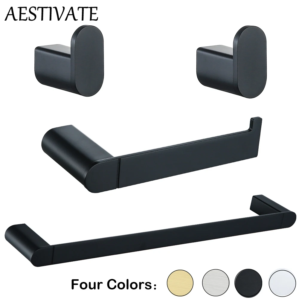 

Wall Mounted 18 Inch Hand Towel Bar Stainless Steel Round Toilet Paper Holder Robe Towel Hooks Bathroom Accessories Kit Square