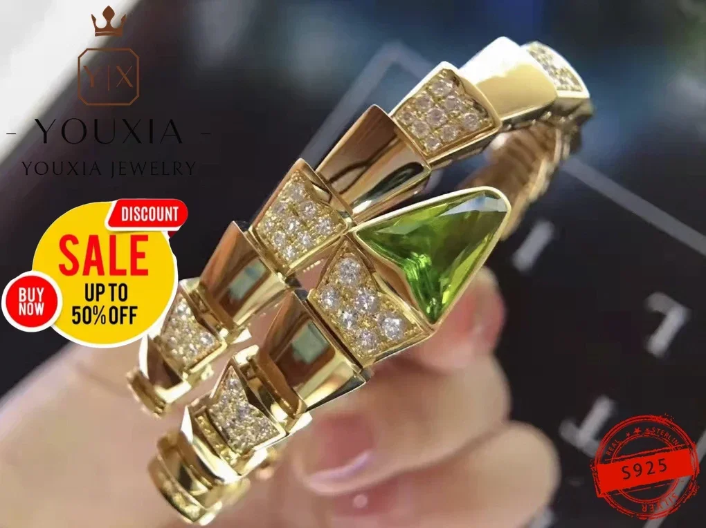 

Hot Selling European and American s925 Silver simple party fashion Shiny Luxury Jewelry bracelet for women Halloween Gift punk