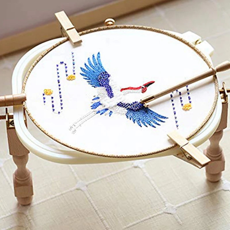 BAAJ-Adjustable Portable Wooden Embroidery Hoop Stand Needlework Cross Stitch Frame Rack,Frame Rack Holder Accessories