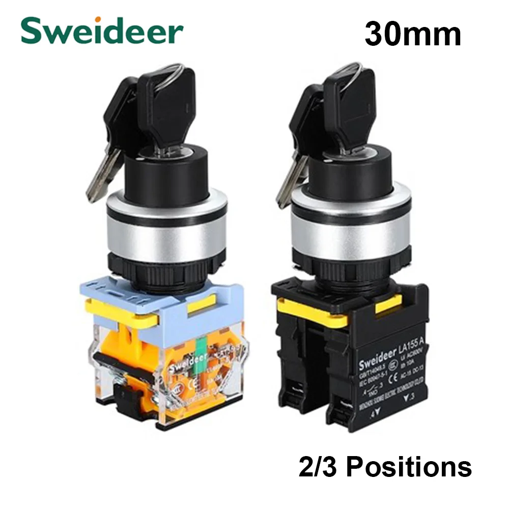 30mmKeySelectorKnobSwitchPushButtonPowerSwitch23Way