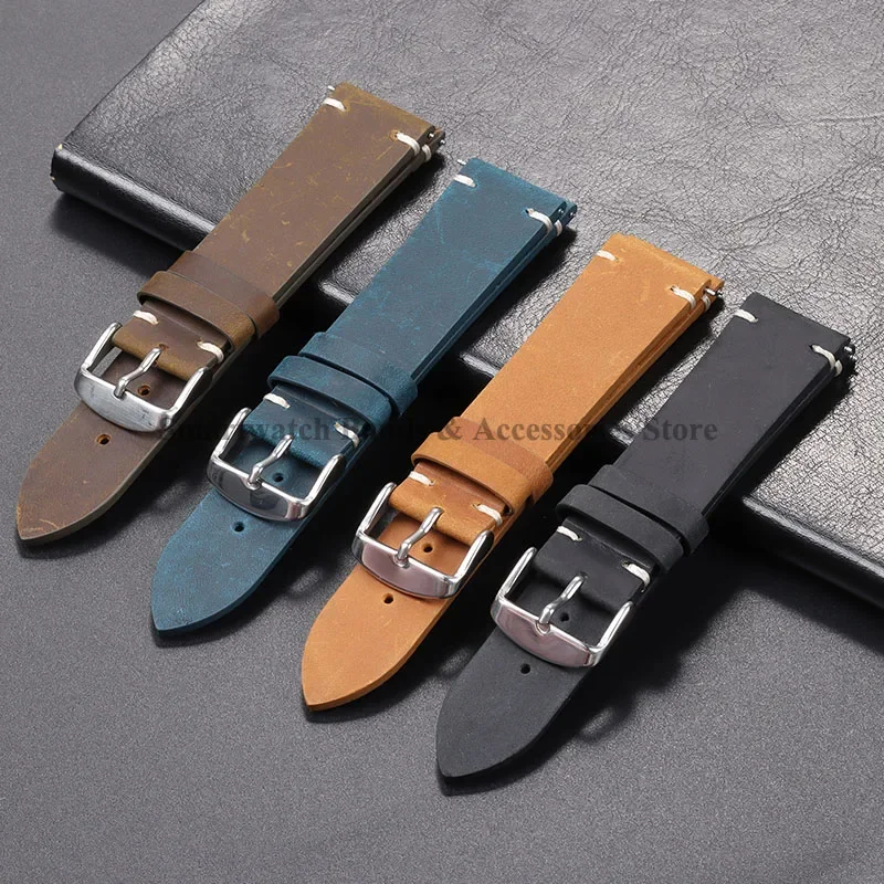 Vintage Brown Calfskin Leather Quick Release Watch Strap Bracelet