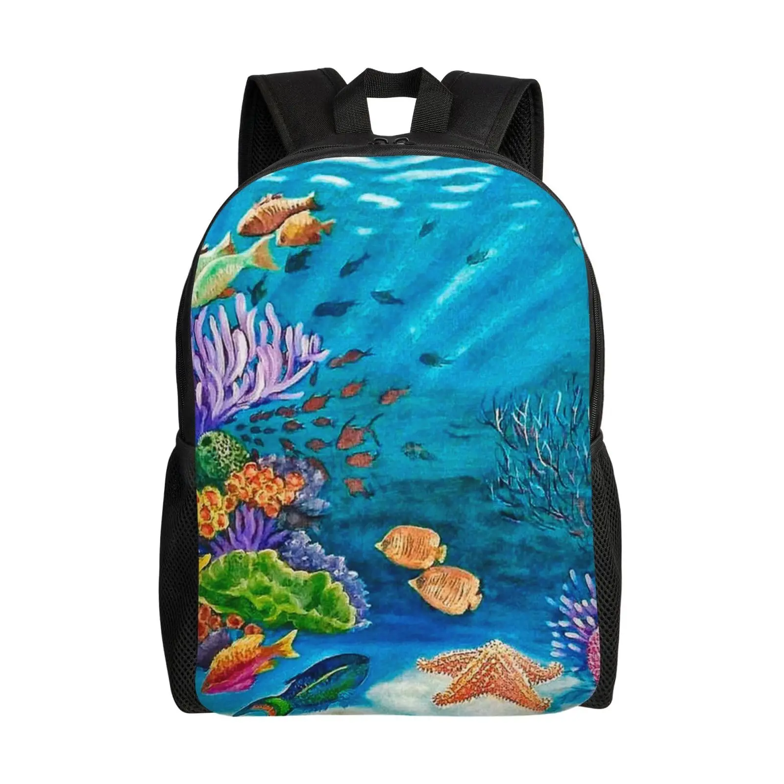 Tropical Fish 3D Print Kids School Bag Bagpack with Side Pocket 16Inch Book Bags for Teen Boys Girls Backpack Student Rucksack