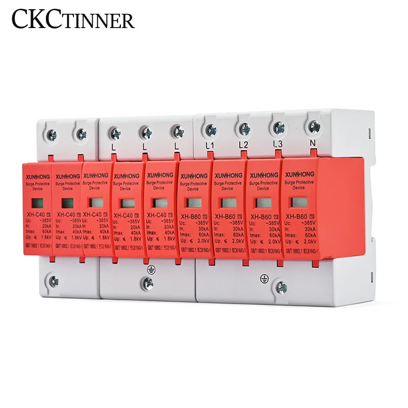AC SPD Power Surge Protective Device Arrester Low Voltage House 1/2/3/4 Pole Surge Voltage Protection 275V 385V 20KA 40KA 60KA surge protector voltage protector over voltage protector