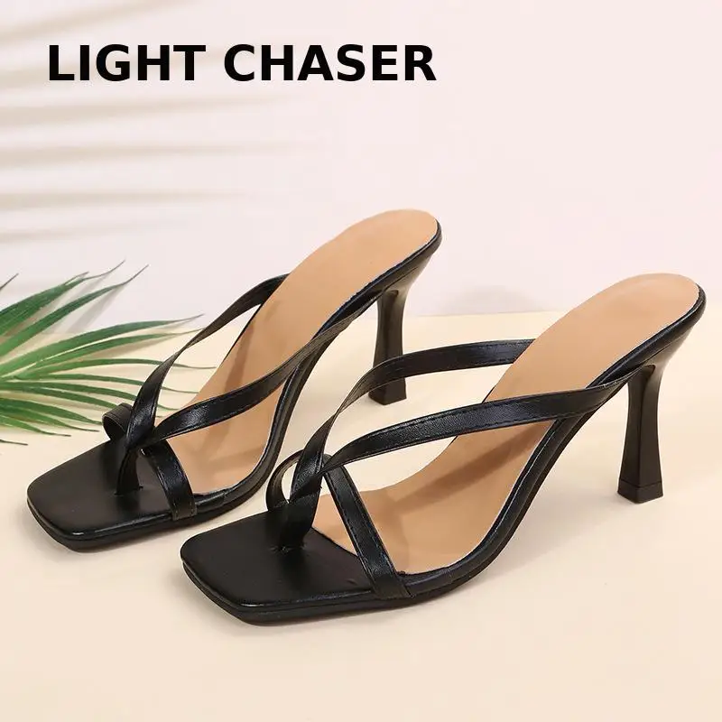 Summer Ladies Sandals Stiletto Slippers White Black High Heels Sexy Wedding Party Gladiator Sandals High Heel Slippers Flip Flop