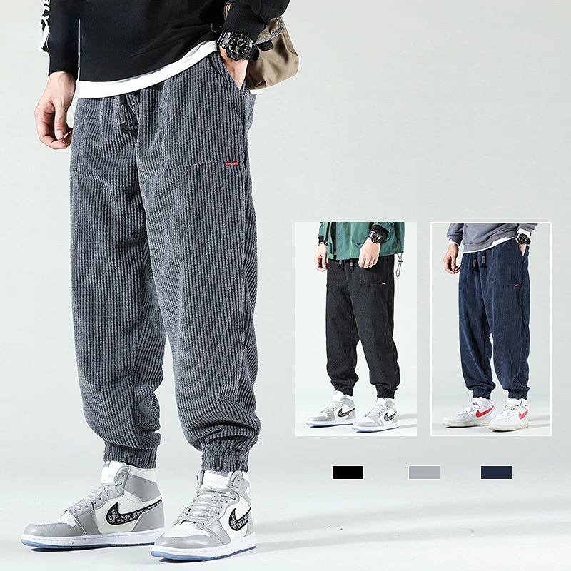

Man 2022 Autumn Winter Corduroy Sweatpants Men Baggy Joggers Fashion Streetwear Casual Fleece Harem Pants Plus Size 5XL