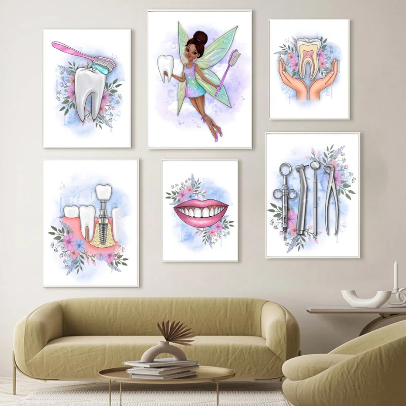 Tooth Implant Canvas Wall Painting Dental Art Poster Dentist Anatomy Prints Medical Wall Art Pictures Hospital Clinic Decoration view 3