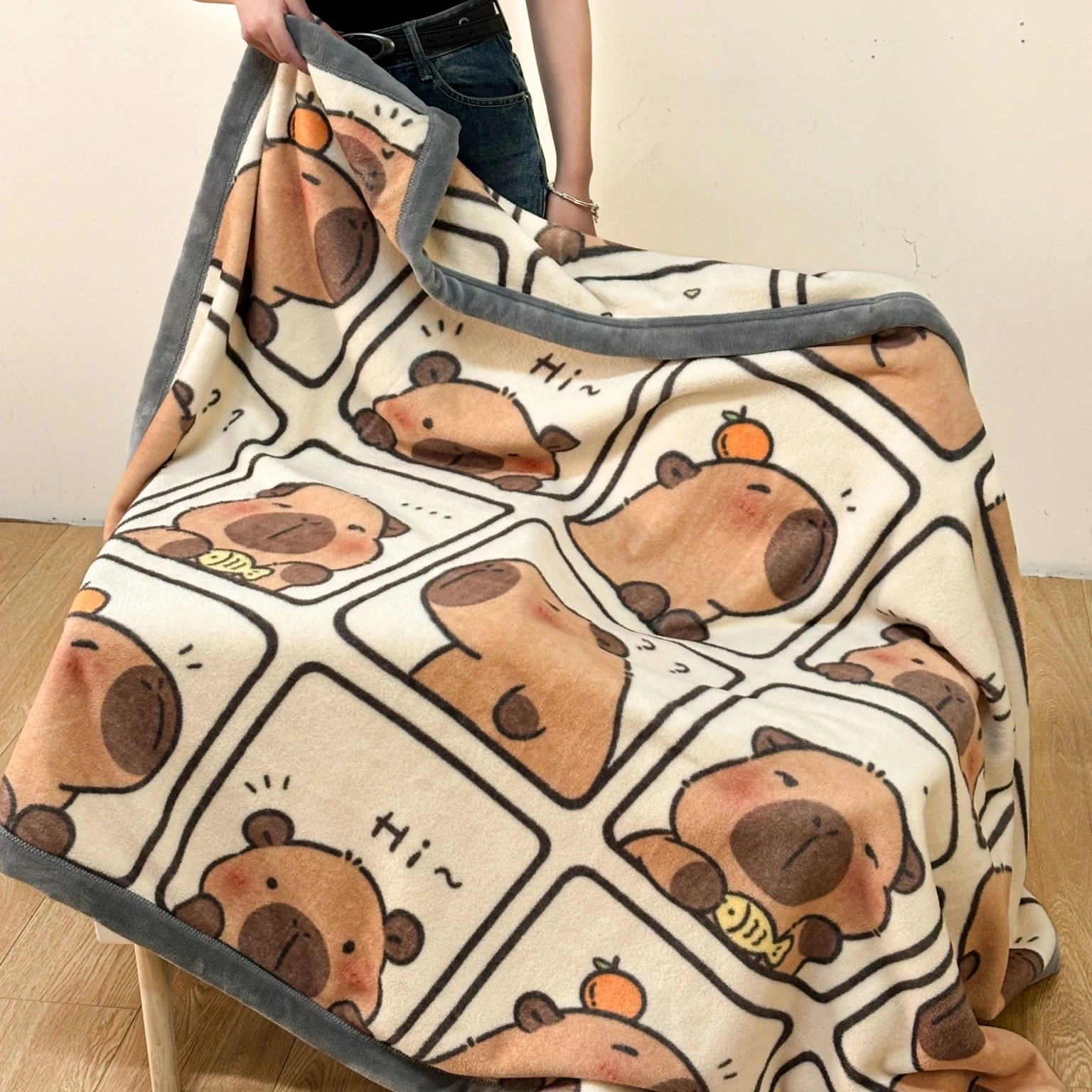YanYangTian 2024 New Capybara Thin blanket sofa cover bedding Cute puppy print Autumn Winter warm comforter Home and decoration 3