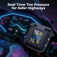MT20 With Clock Motorcycle TPMS 2 Tyre Sensors Tire Pressure Monitoring System USB Solar Power Temperature Tester Alarm Digital - Image 5