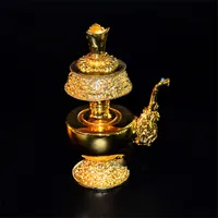 Tibetan Buddhism Supplies Eight Auspicious Symbols High-End Gilt Alloy Biba Pot Water Filter Bottle Holy Sacrificial Vessel 2