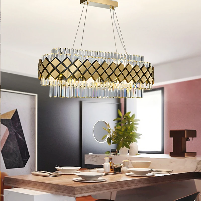 

Современные потолочные люстры с регулируемой яркостью Carreau, роскошные люстры овальной формы, подвесные лампы, домашний декор Plafonnier для обеденного стола