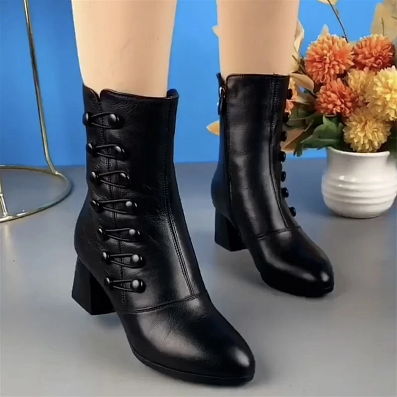 Ocurrencia Discriminatorio Gimnasia Botas de tacón alto para mujer, botines pequeños de tacón grueso, color Nude,  otoño e invierno, 2022| | - AliExpress